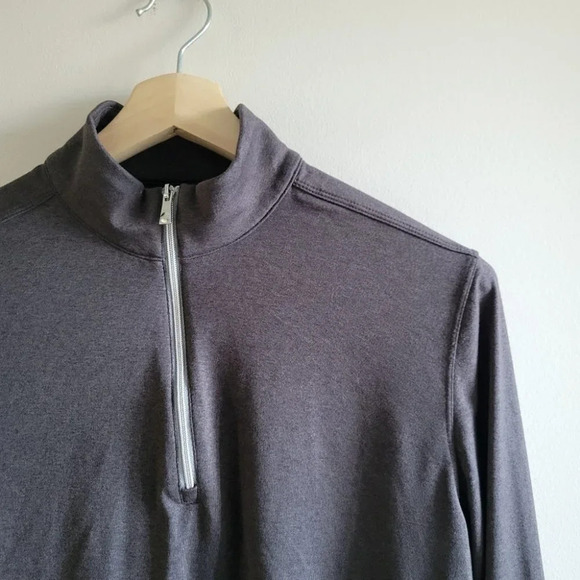 Greg Norman Grey 1/4 zip Long- Sleeve Polo Shirt - Picture 3 of 11